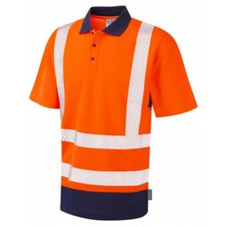 P11-O Mortehoe Coolviz Polo Shirt Orange/Navy