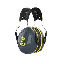 Sonis®2 Over Moulded Headband Dark Grey Cup/Ex-Vis Yellow Plate Ear Defenders
