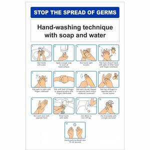 HYB.456F Stop The Spread Of Germs / Hand Washing - 200MM x 300MM