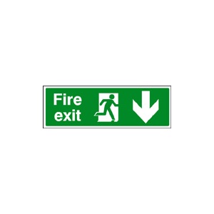 Fire Exit - Down Safety Sign Self Adhesive Vinyl