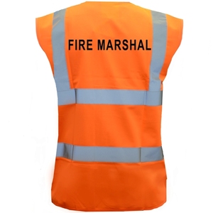 Pre-Printed FIRE MARSHAL Hi-Vis Waistcoat Orange