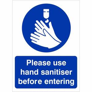 HYB.453W Please Use Hand Sanitiser Before Entering - 150MM x 200MM
