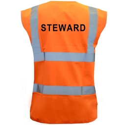 Pre-Printed STEWARD Hi-Vis Waistcoat Orange