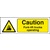 Caution forklift trucks operating 400 x 300mm Size: K