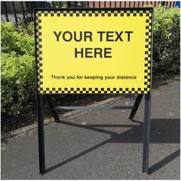 VCC.454 Road Sign C/W Frame - Your Text Here - Thank You For Keeping Your Distance - 600MM x 450MM