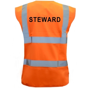 Pre-Printed STEWARD Hi-Vis Waistcoat Orange