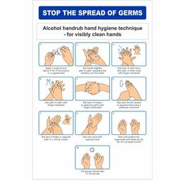 HYB.457F Stop The Spread Of Germs / Alocohol Hand Rub - 200MM x 300MM