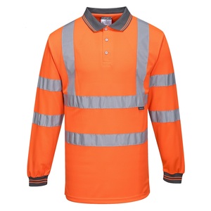 S277 Hi-Vis Long Sleeve Polo Shirt Orange