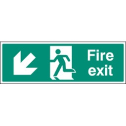 Fire Exit - Down And Left (Rigid Plastic,450 X 150mm)