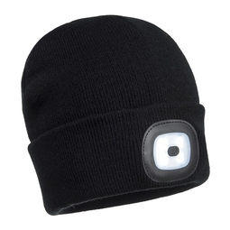Beanie Hat With Rechargeable USB Light Black