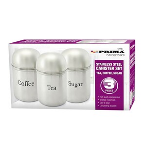 Stainless Steel Tea, Coffee, Sugar Canister Set