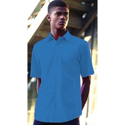 65116 Mens Short Sleeve Poplin Shirt Mid Blue