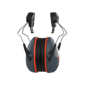 JSP Sonis Compact Helmet Mounted Cup/Ex-Vis Orange Plate Ear Defenders Dark Grey