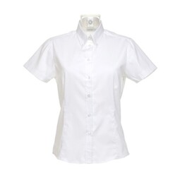 Kustom Kit  KK701 Ladies Short Sleeve Oxford Shirt White