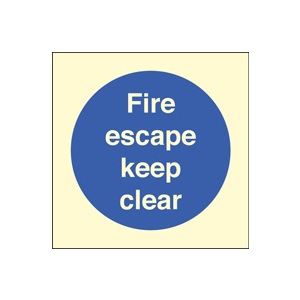 Fire Escape Keep Clear (Rigid Plastic,200 X 200mm)