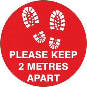 VCC.25 Circle Floor Sticker - Please Keep 2 Metres Apart Footprint - 300MM